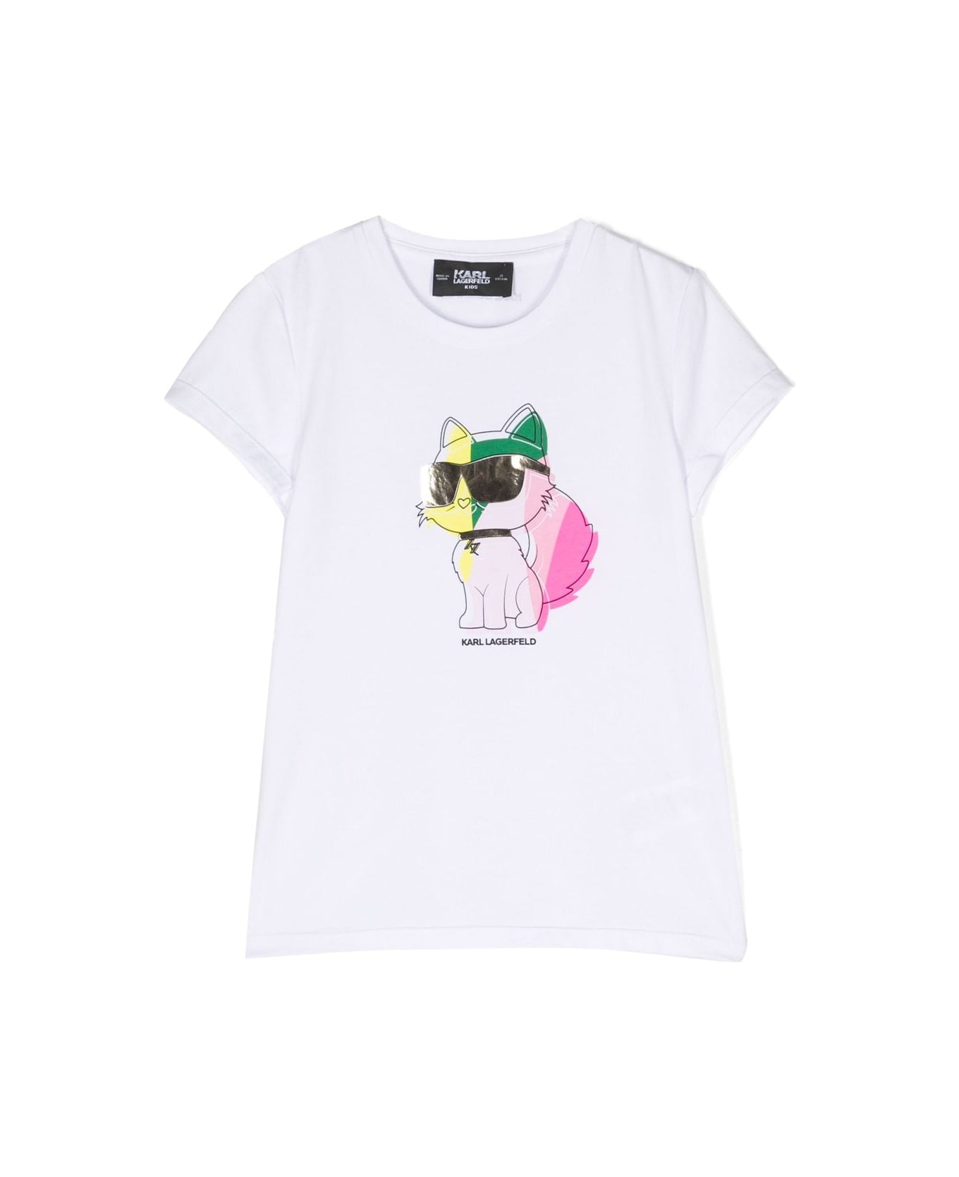 Karl Lagerfeld Kids Karl Lagerfeld T-shirt Choupette Bianca In Jersey Di Cotone Bambina - Bianco Tシャツ＆ポロシャツ