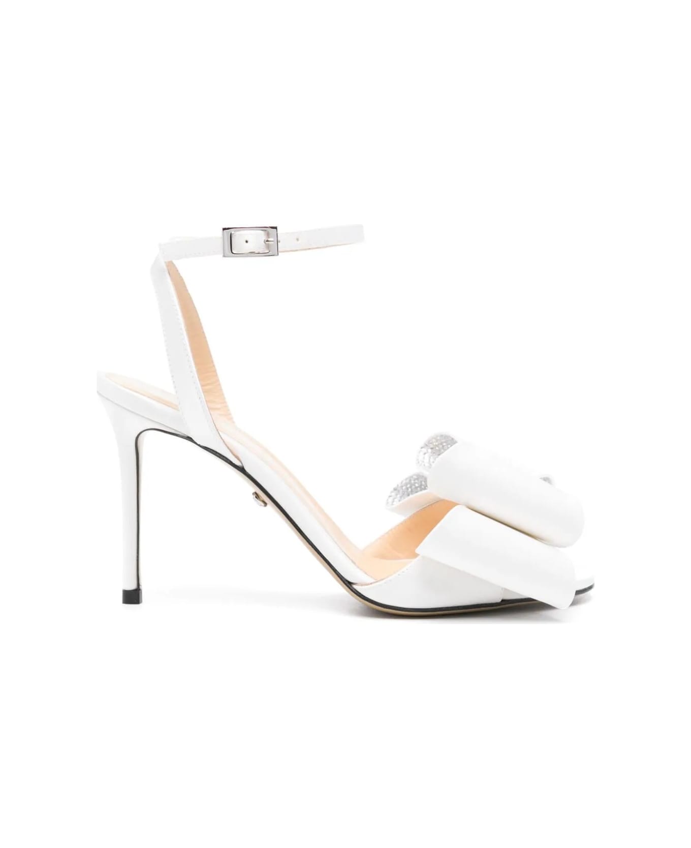 Mach & Mach Le Cadeau 95 Mm Sandals In White Satin - White