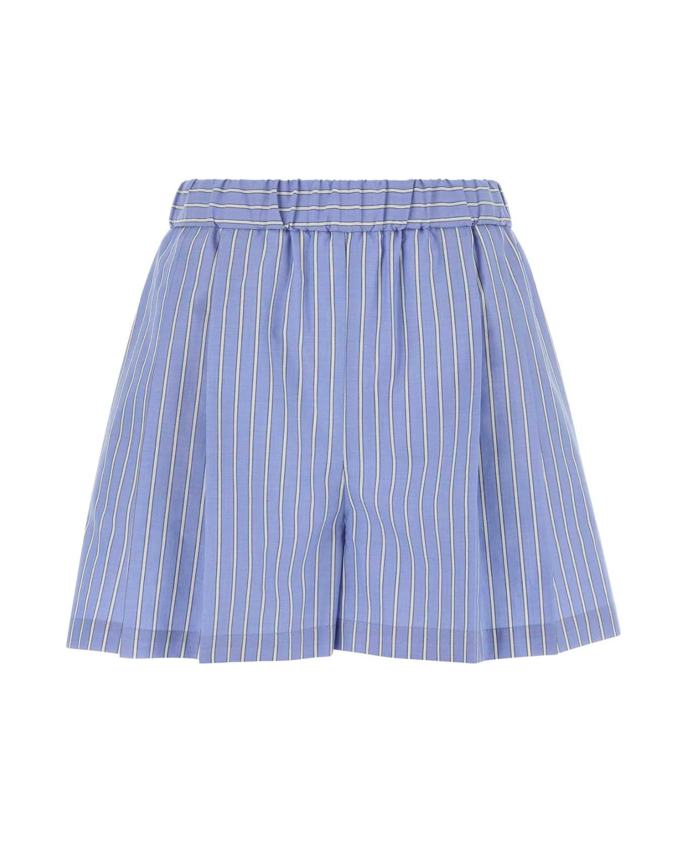 Marni Embroidered Poplin Shorts - BLUECHINA