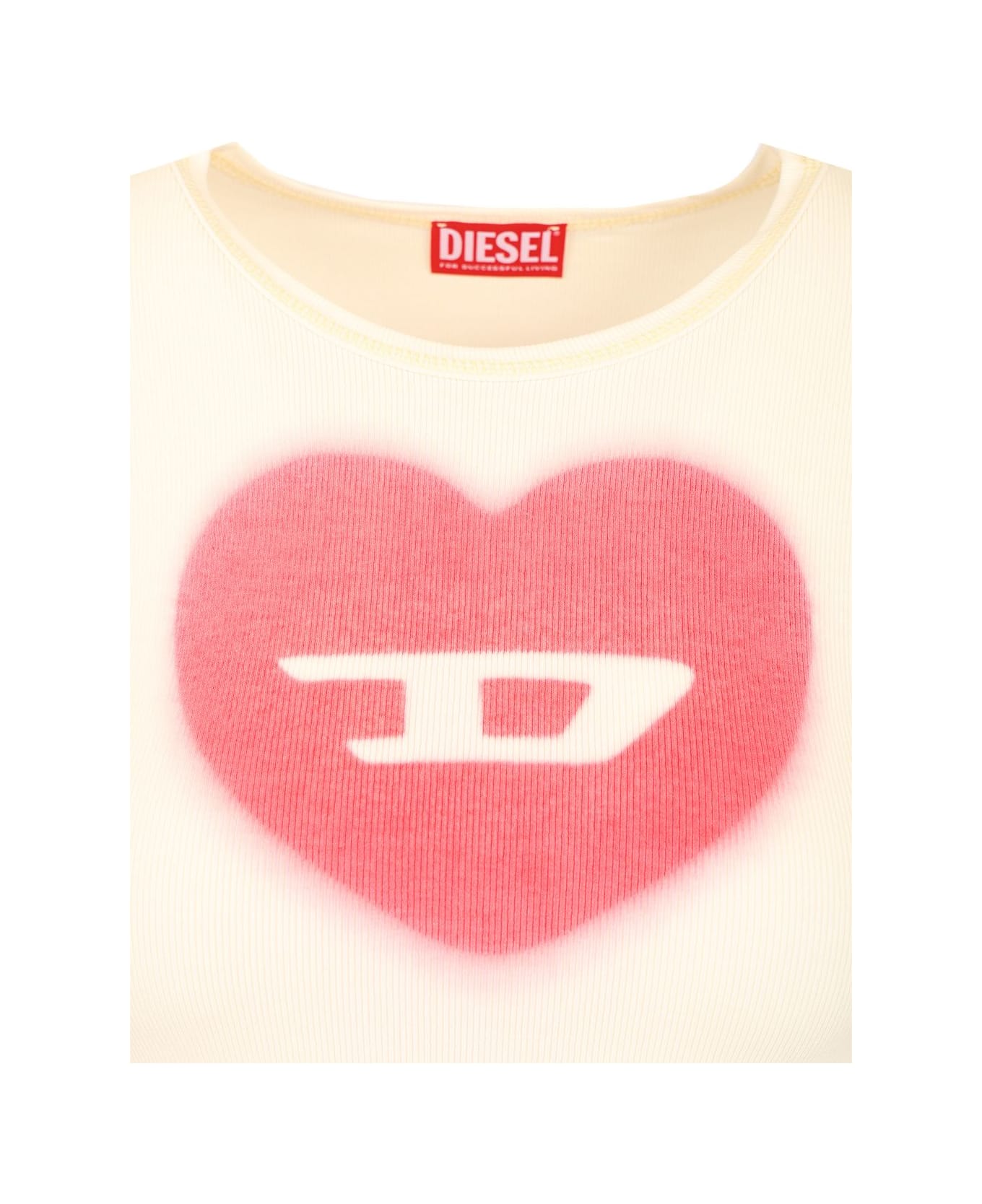 Diesel T-shirt With Heart D Watercolor Effect - White