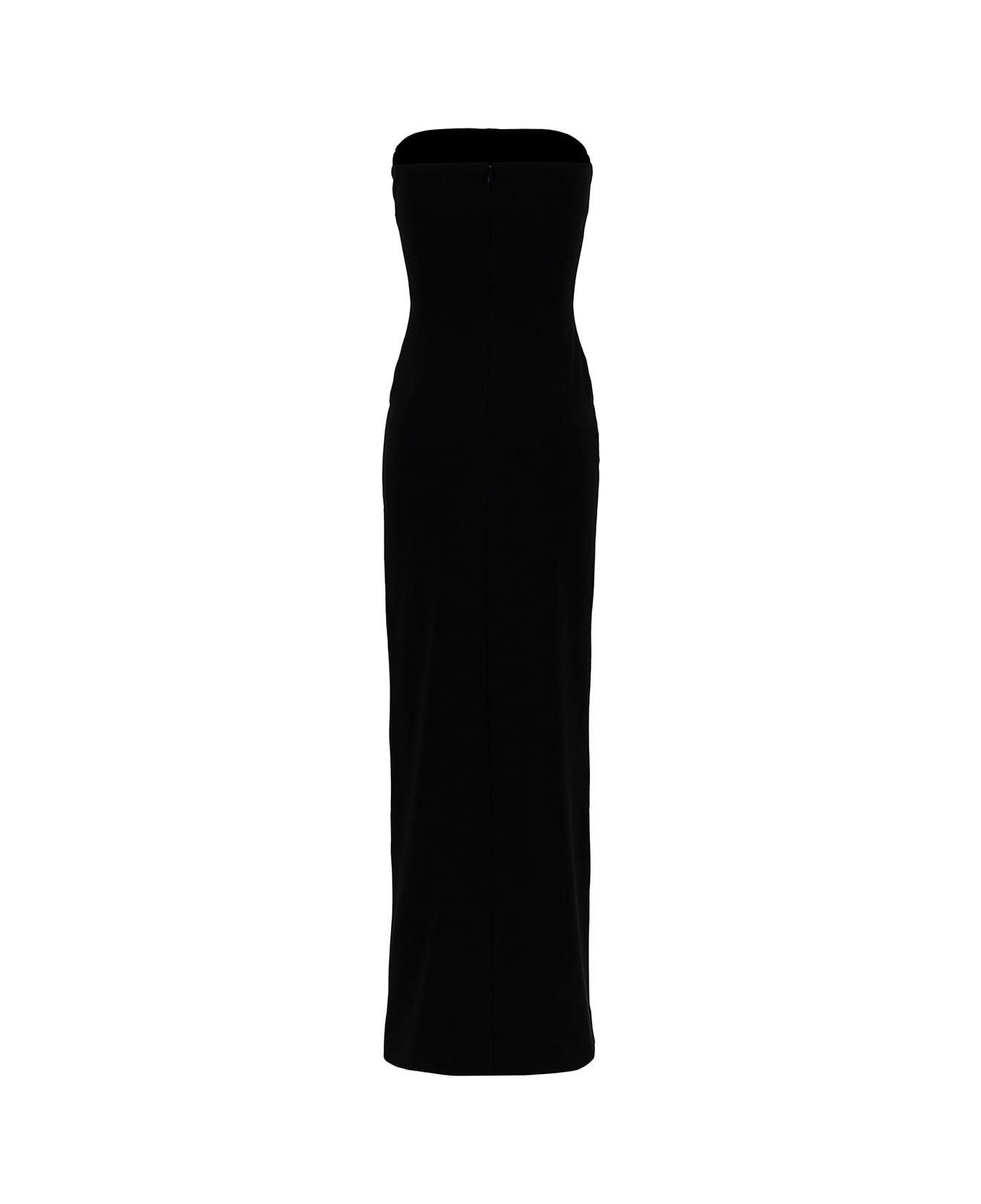 Solace London 'bysha' Long Black Dress With Front Split In Stretch Fabric Woman - Black ワンピース＆ドレス