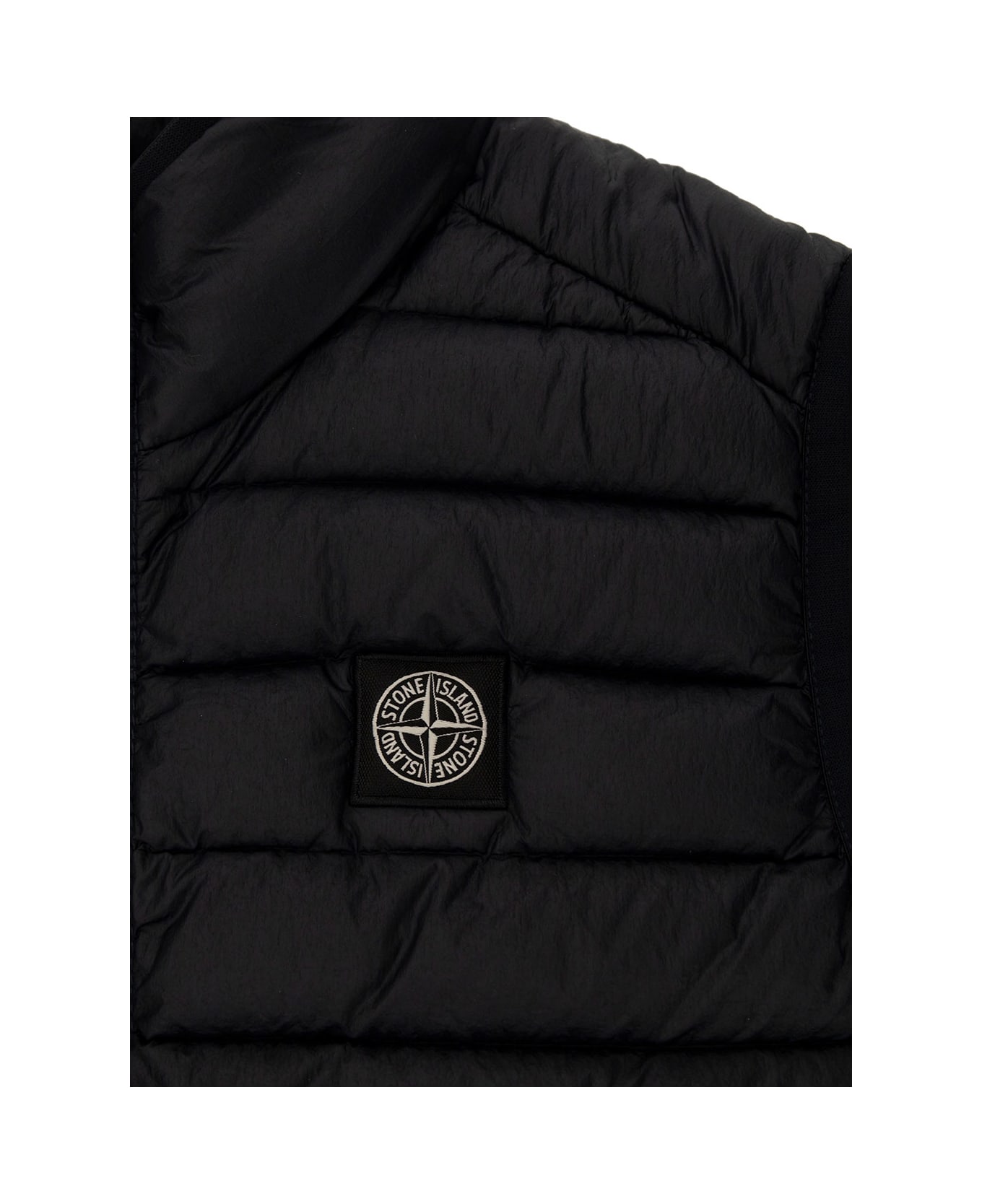 Stone Island Blue Down Vest With Logo Patch In Polyamide Boy コート＆ジャケット