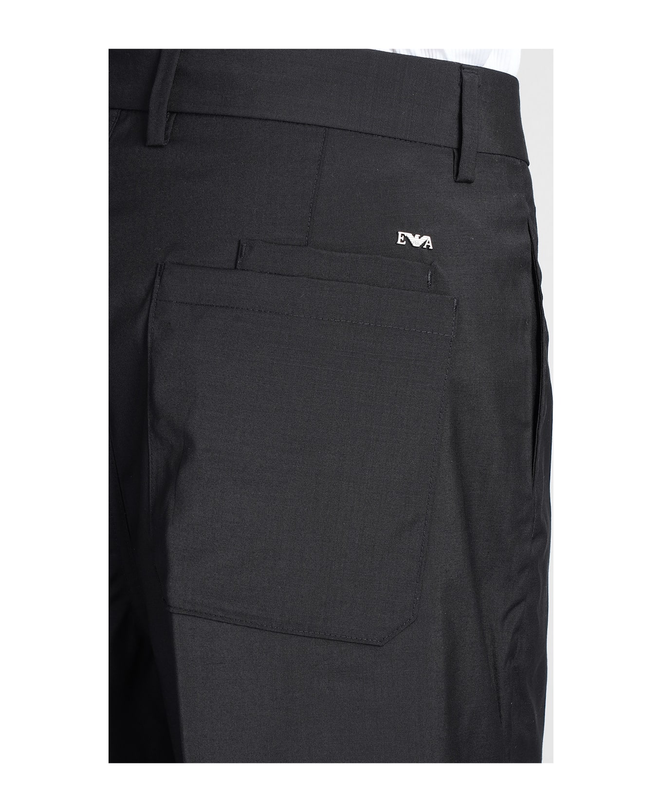 Emporio Armani Shorts In Black Wool - black