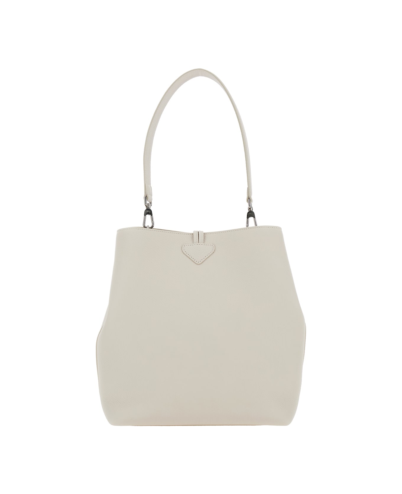 Longchamp 'le Roseau' White Shoulder Bag With T-bar Closure In Hammered Leather Woman - White