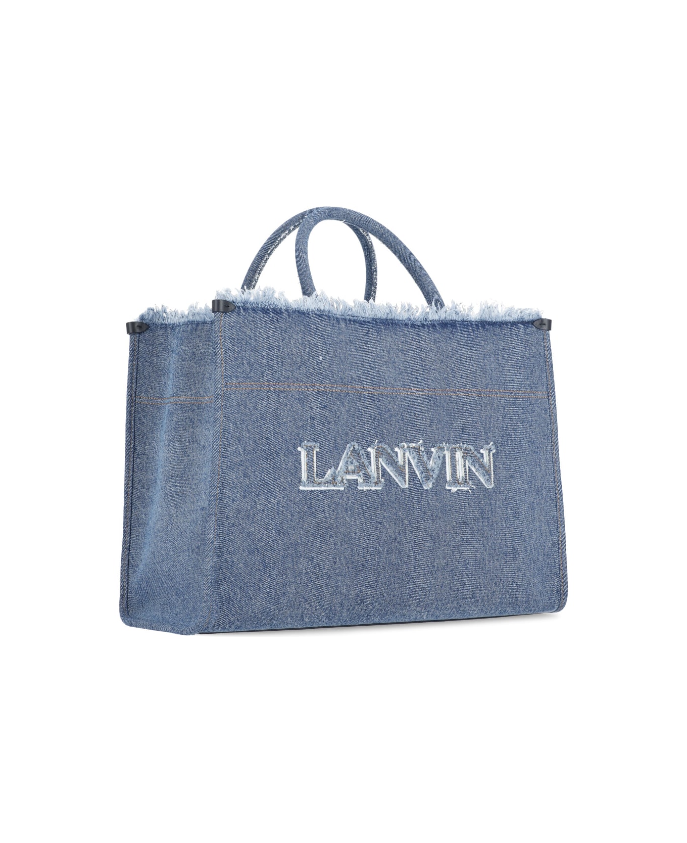 Lanvin Fringe Detail Logo Tote - Blue トートバッグ