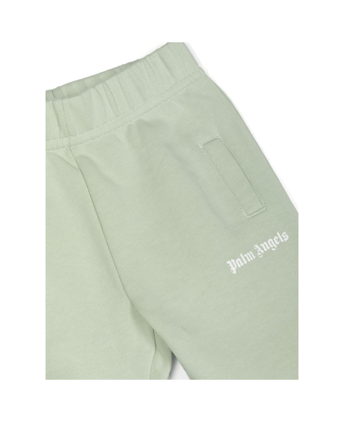 Palm Angels Light Green Cotton Joggers With Logo - Green