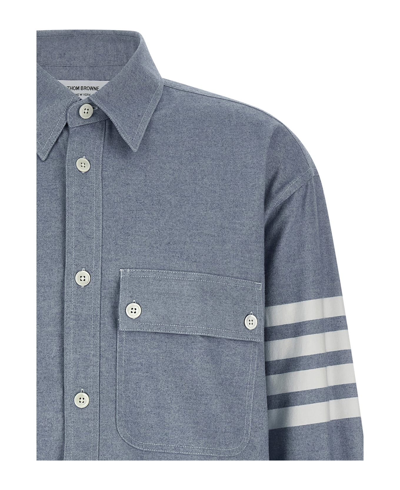 Thom Browne 
4bar
 Flannel Shirt - LIGHTBLUE