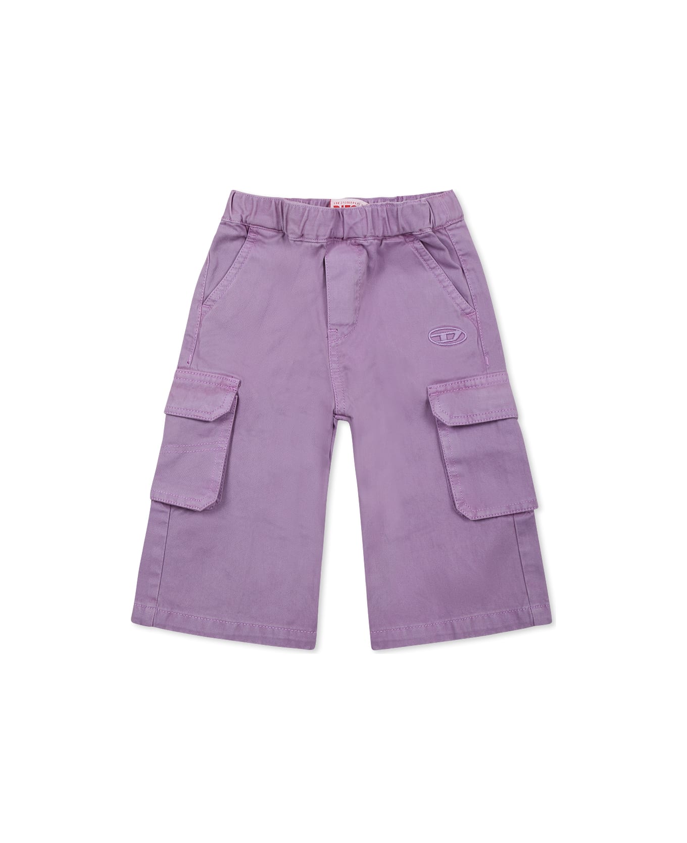 Diesel Purple Trousers For Baby Girl With Logo - Violet