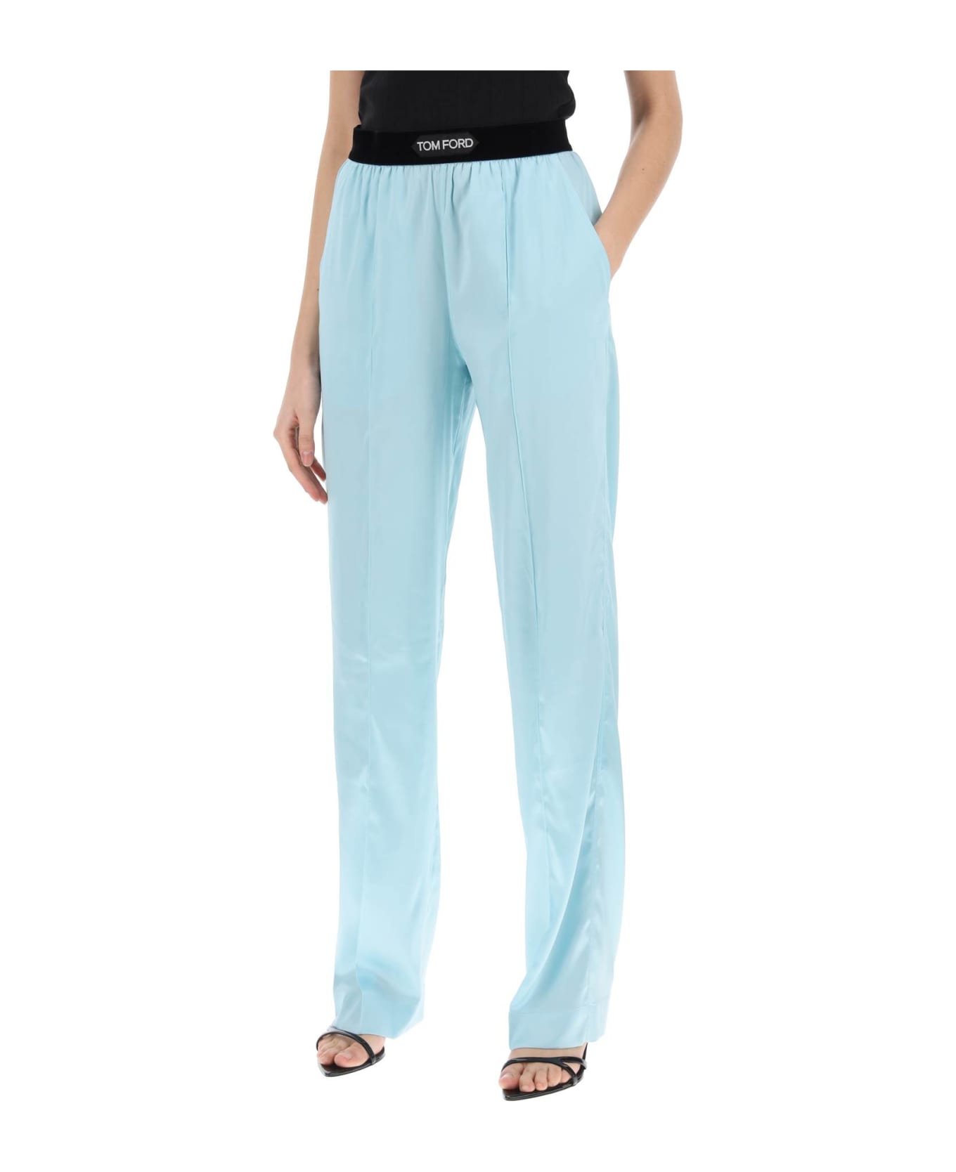 Tom Ford Silk Trousers - Light Blue ボトムス