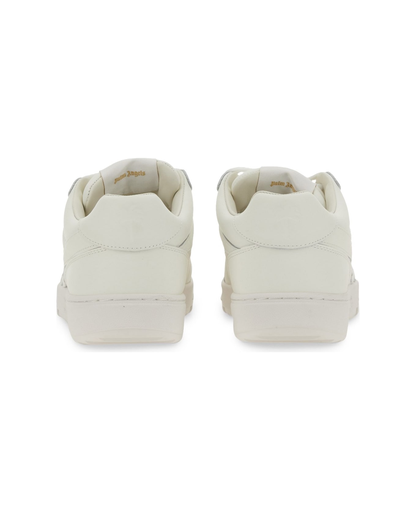 Palm Angels 'palm Beach University' White Leather Sneakers - BIANCO