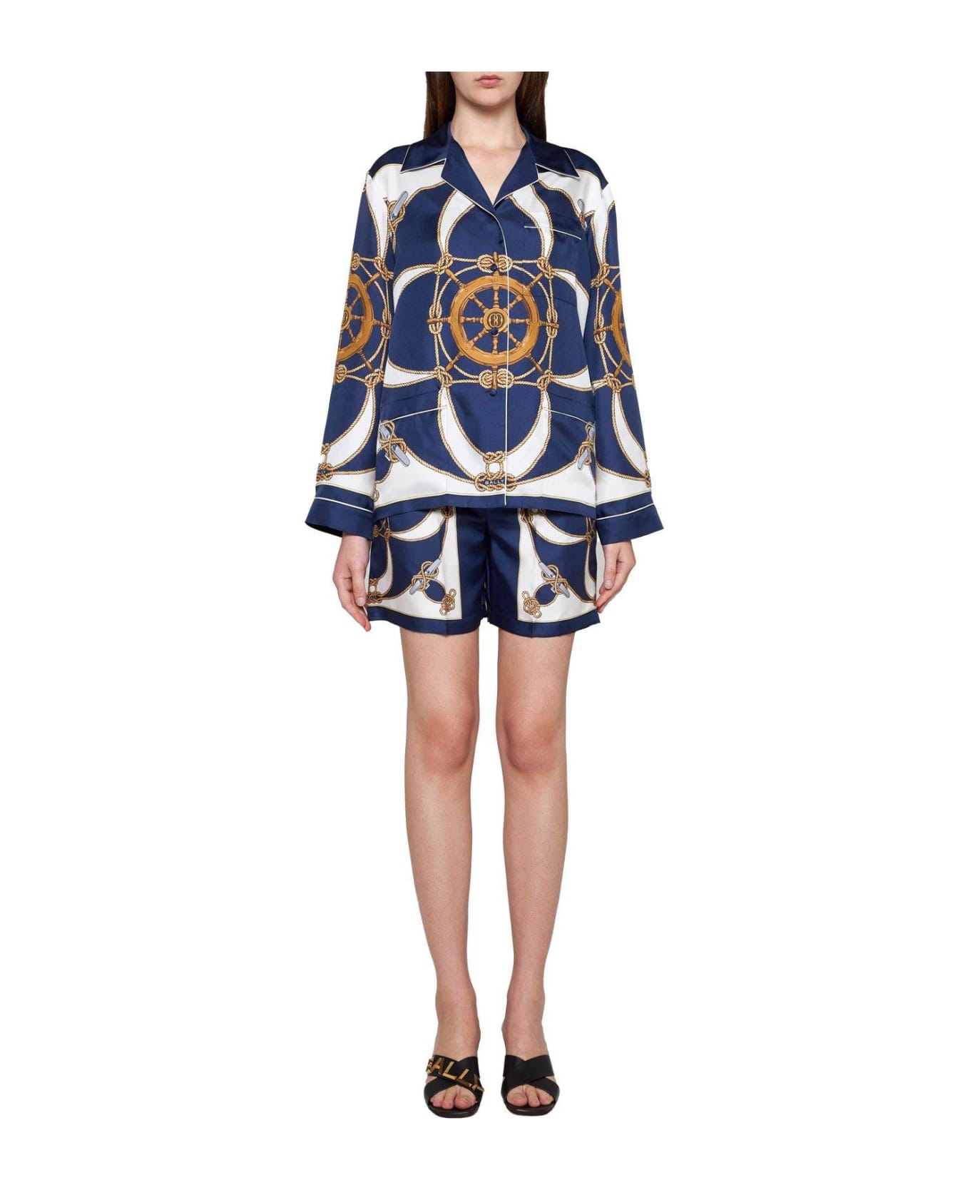 Bally Mid-rise Helm-printed Shorts - BLUE/WHITE