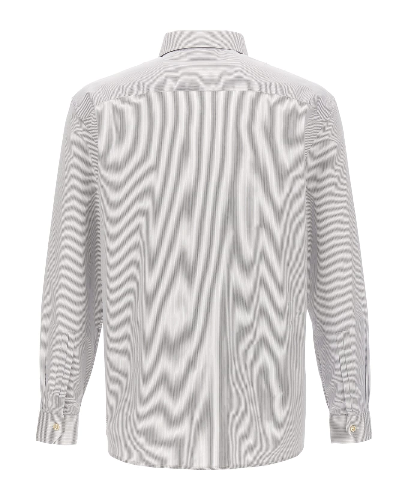 Saint Laurent Striped Cotton Shirt - WHITE/LIGHT BLUE