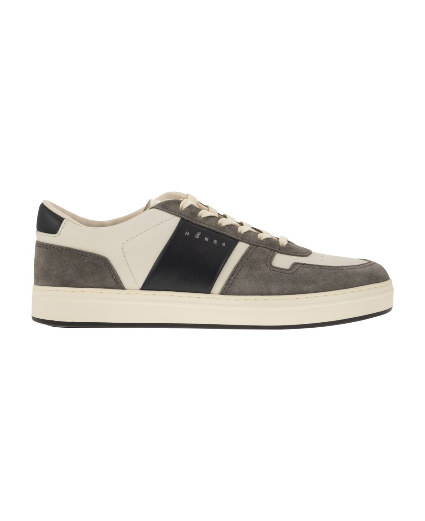 Hogan H-tv Leather And Suede Trainers - White/grey/black