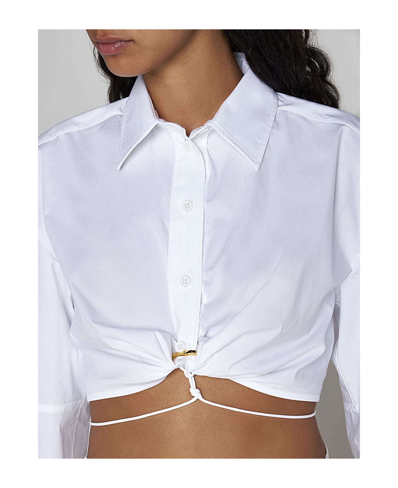 Jacquemus Plidao Cotton Cropped Shirt - White