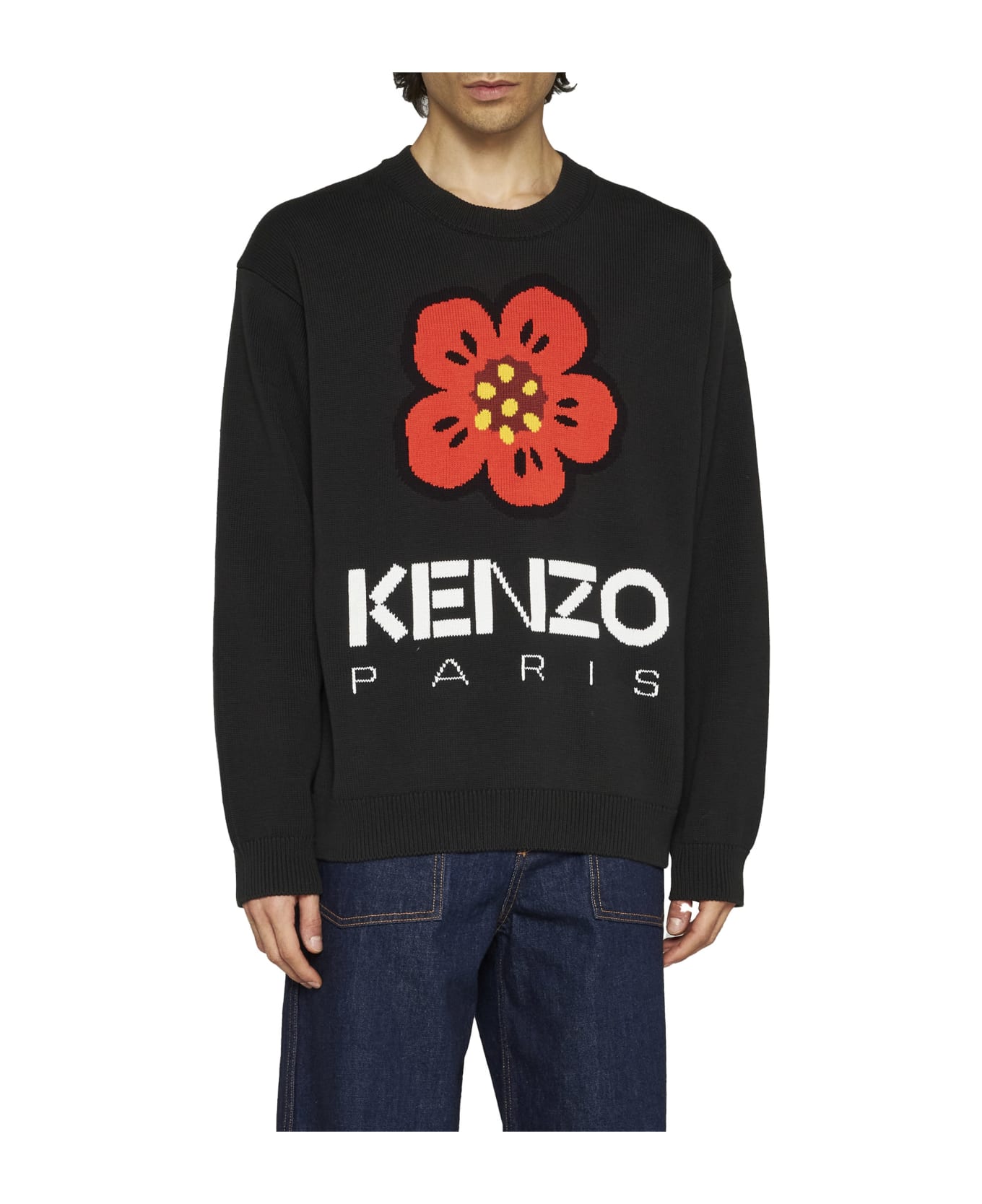 Kenzo Long Sleeve Crew-neck Sweater - Black フリース