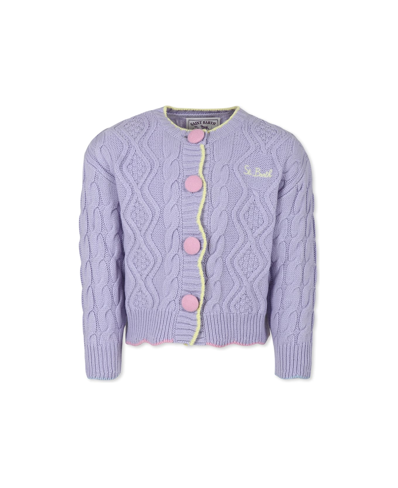 MC2 Saint Barth Purple Cardigan For Girl With Logo - Violet