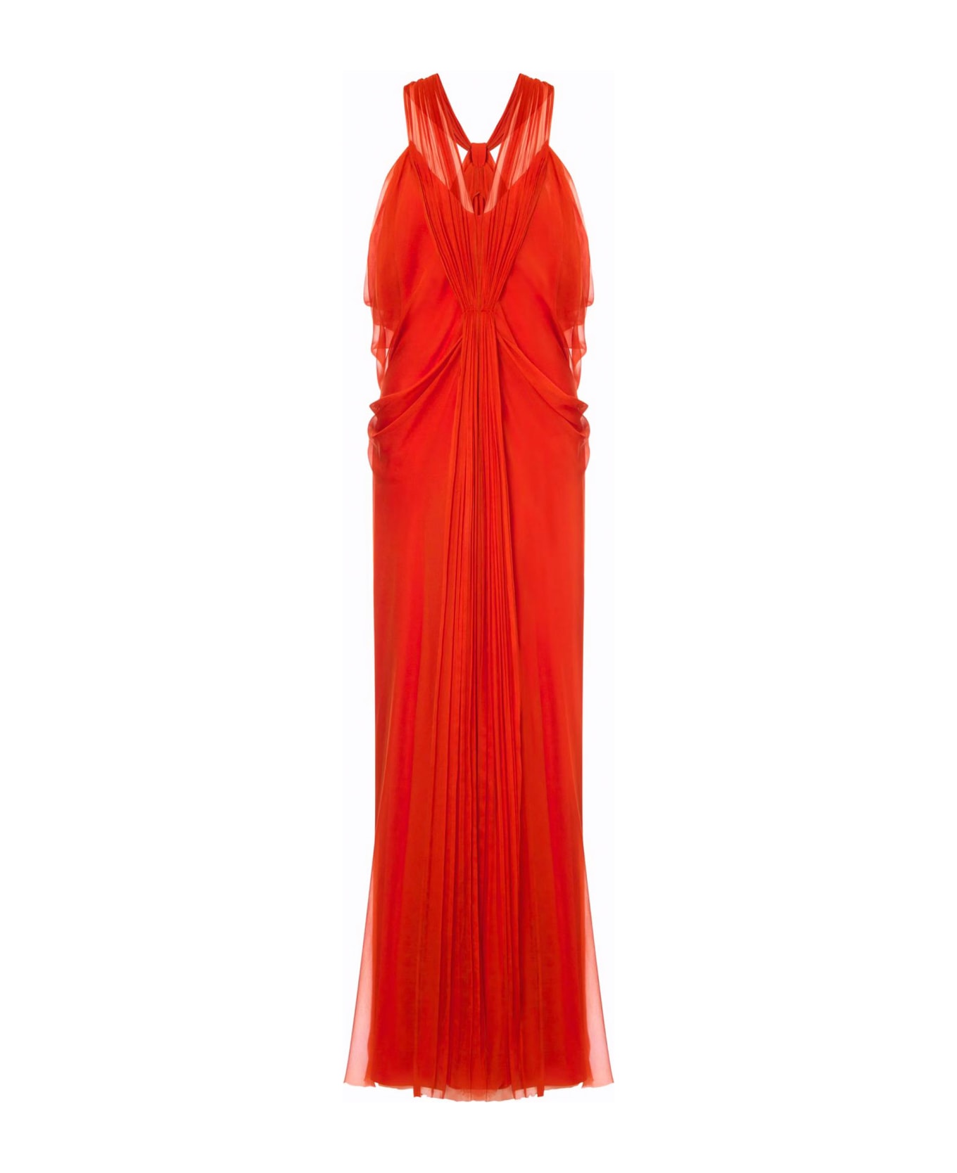 Alberta Ferretti Dress In Organic Silk Chiffon - Orange