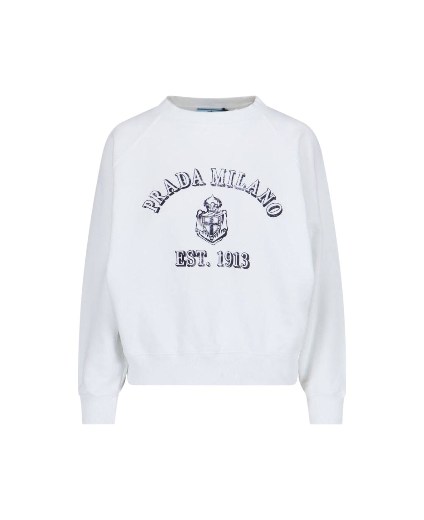 Prada Logo Crewneck Sweatshirt - Bianco