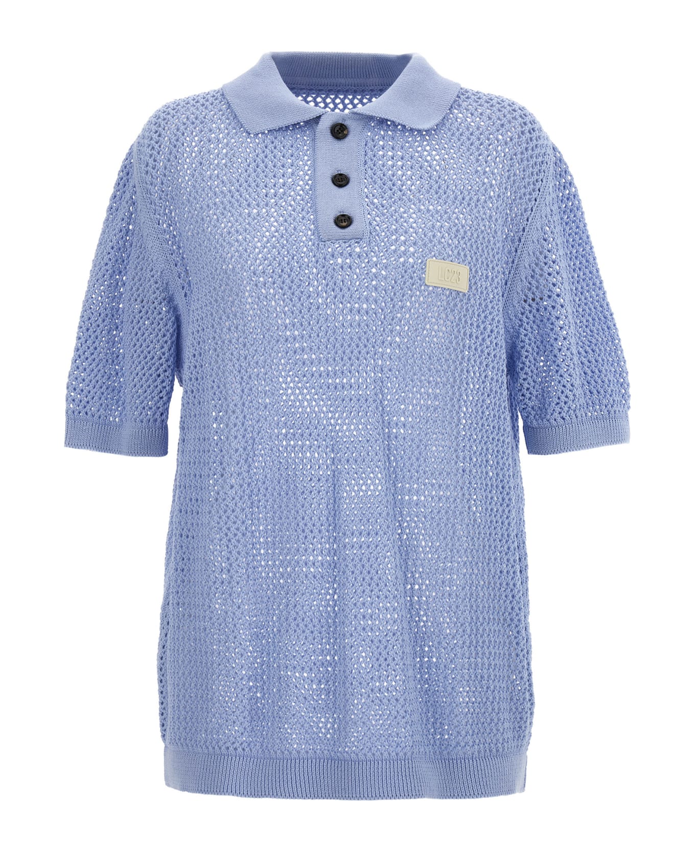 LC23 Crochet Weekday Polo Shirt - Light Blue