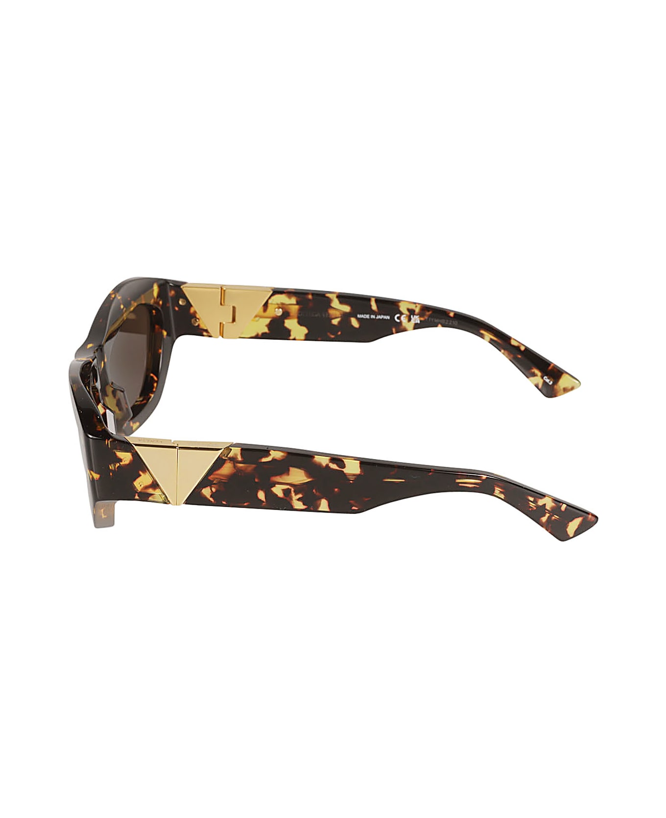 Bottega Veneta Eyewear Triangle Hinge Flame Effect Sunglasses - Havana/Brown