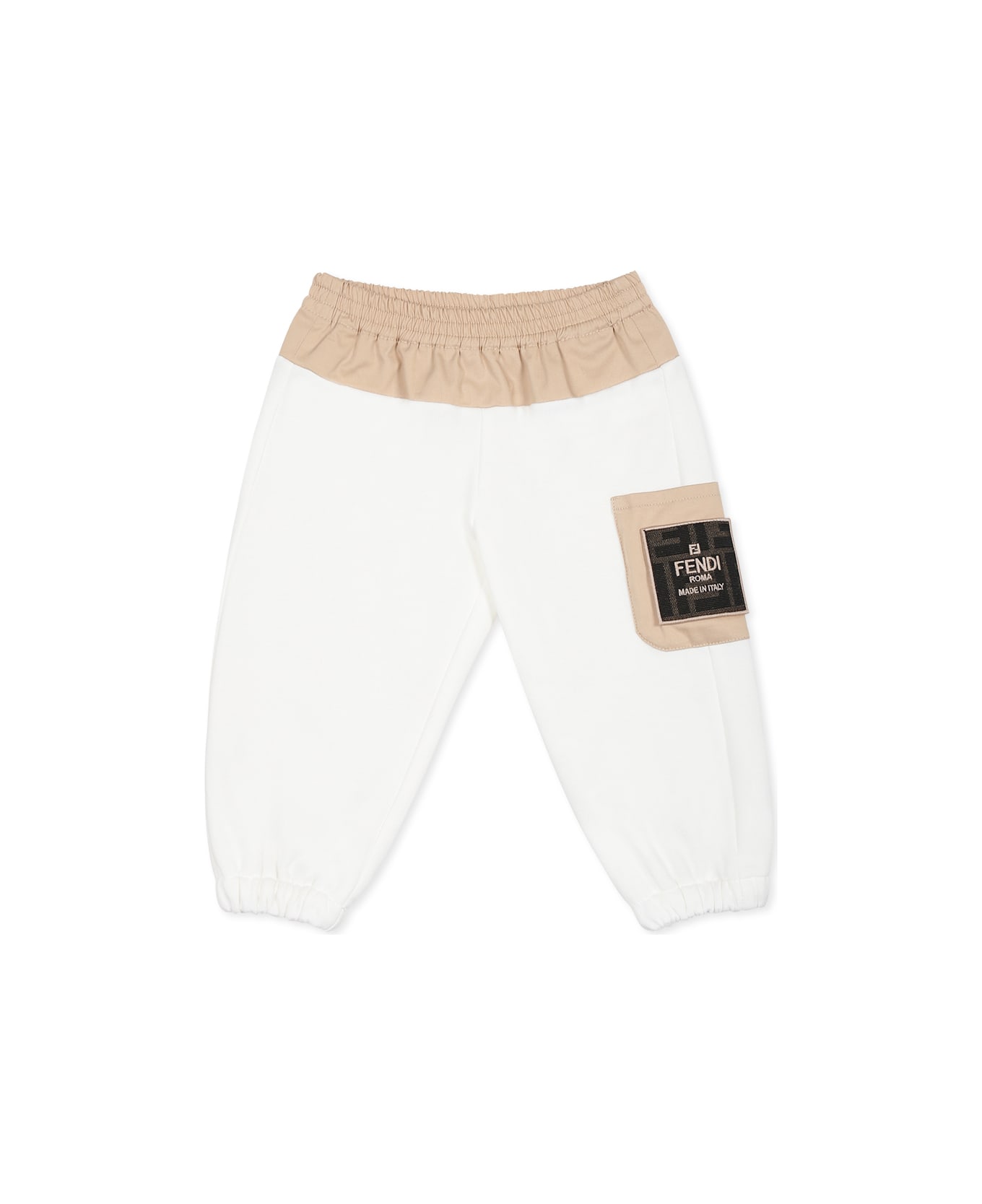 Fendi White Trousers For Baby Boy With Ff - White