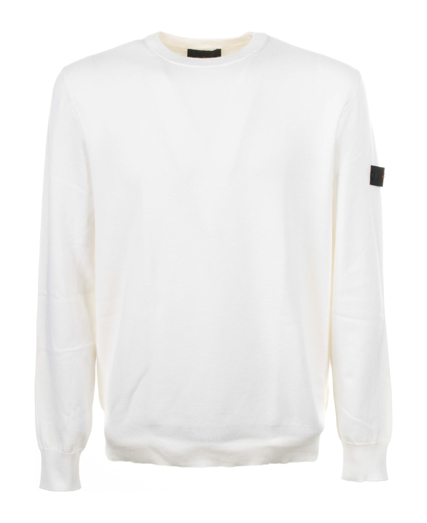 Peuterey White Crew-neck Sweater With Logo - BIANCO フリース