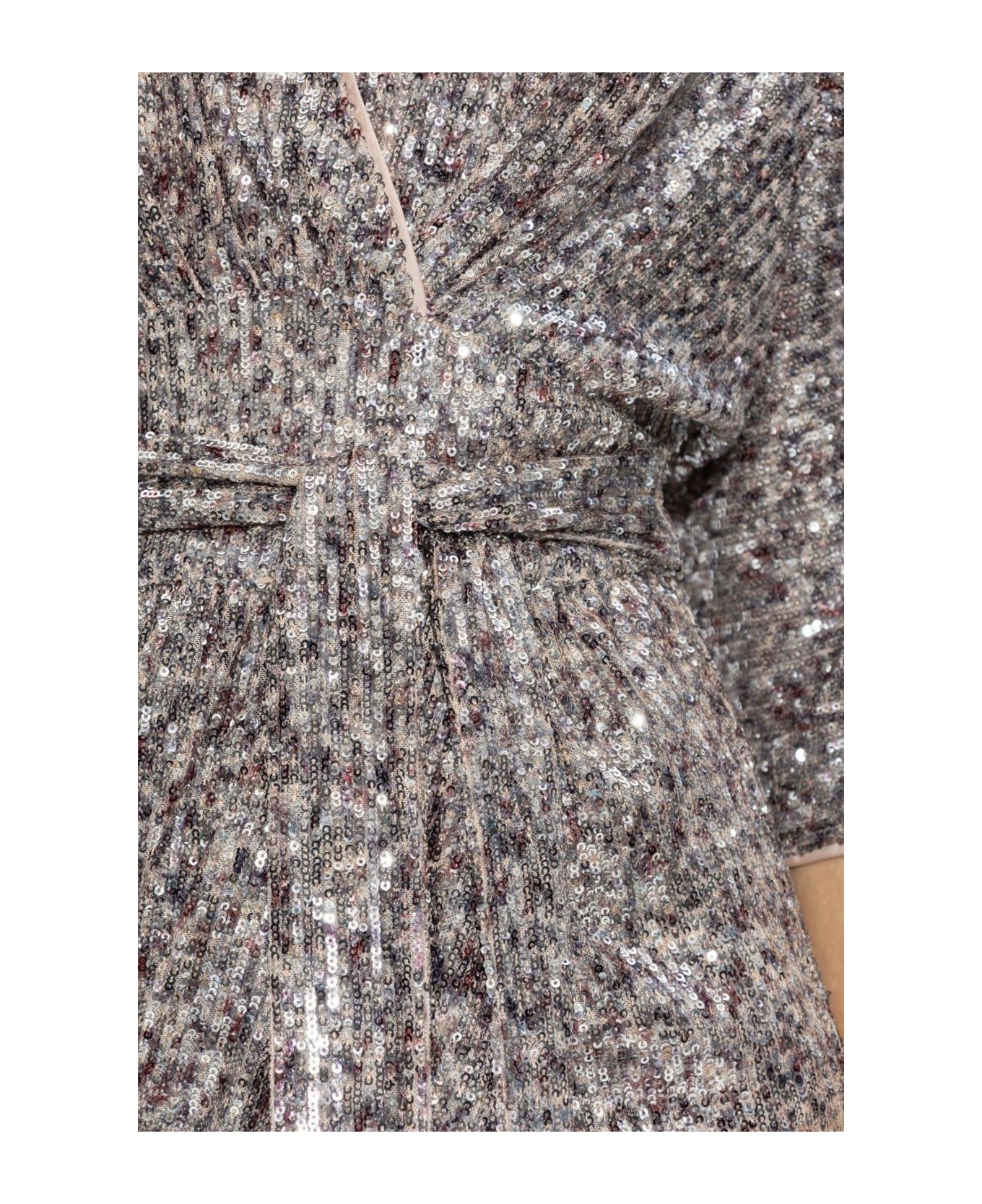 Diane Von Furstenberg Sequin-embellished Wraped Belted Dress - SILVER/NEUTRALS ワンピース＆ドレス