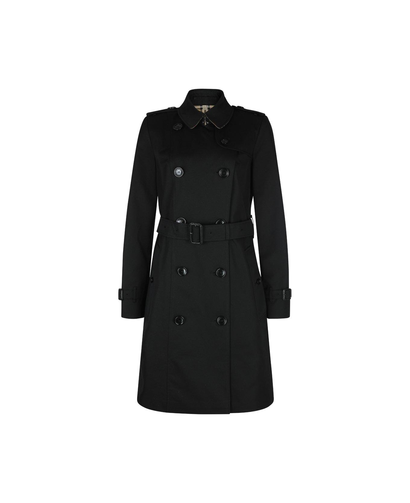 Burberry Double Breasted Belted Trench Coat - Black