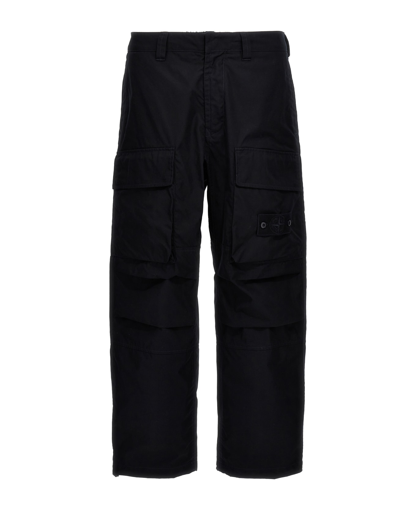 Stone Island Logo Badge Cargo Pants - NAVY BLUE