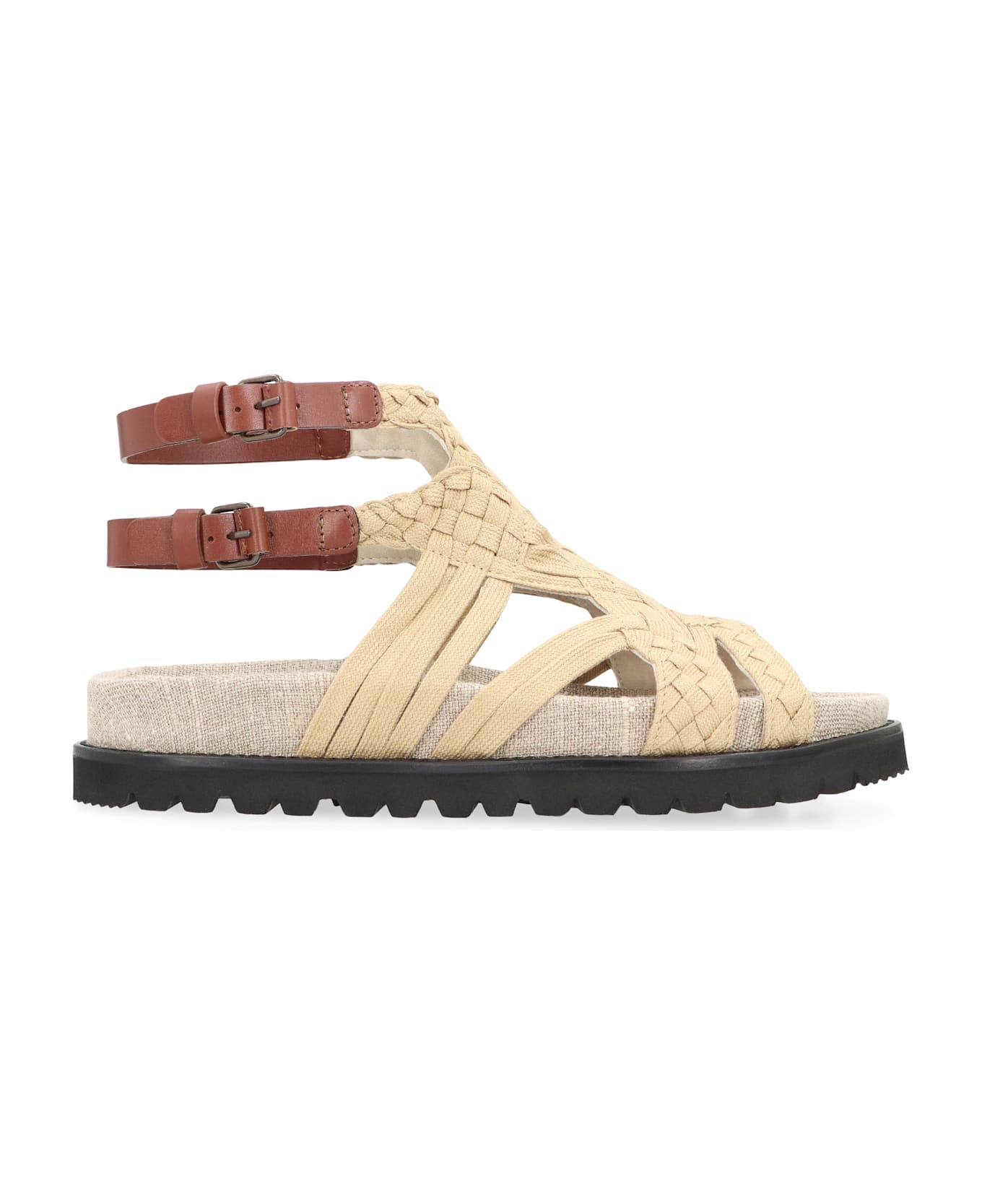 Alberta Ferretti Low Sandals In Woven Material - Beige