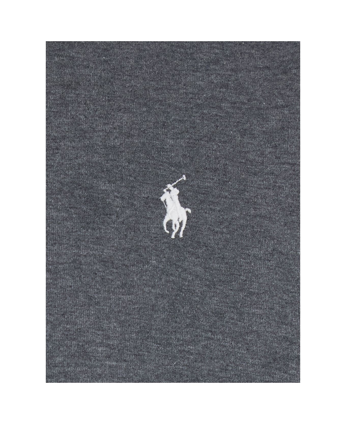 Polo Ralph Lauren Grey Sweatshirt With Drawstring Hood And Pony Embroidery On The Front In Cotton Blend Man - Grey