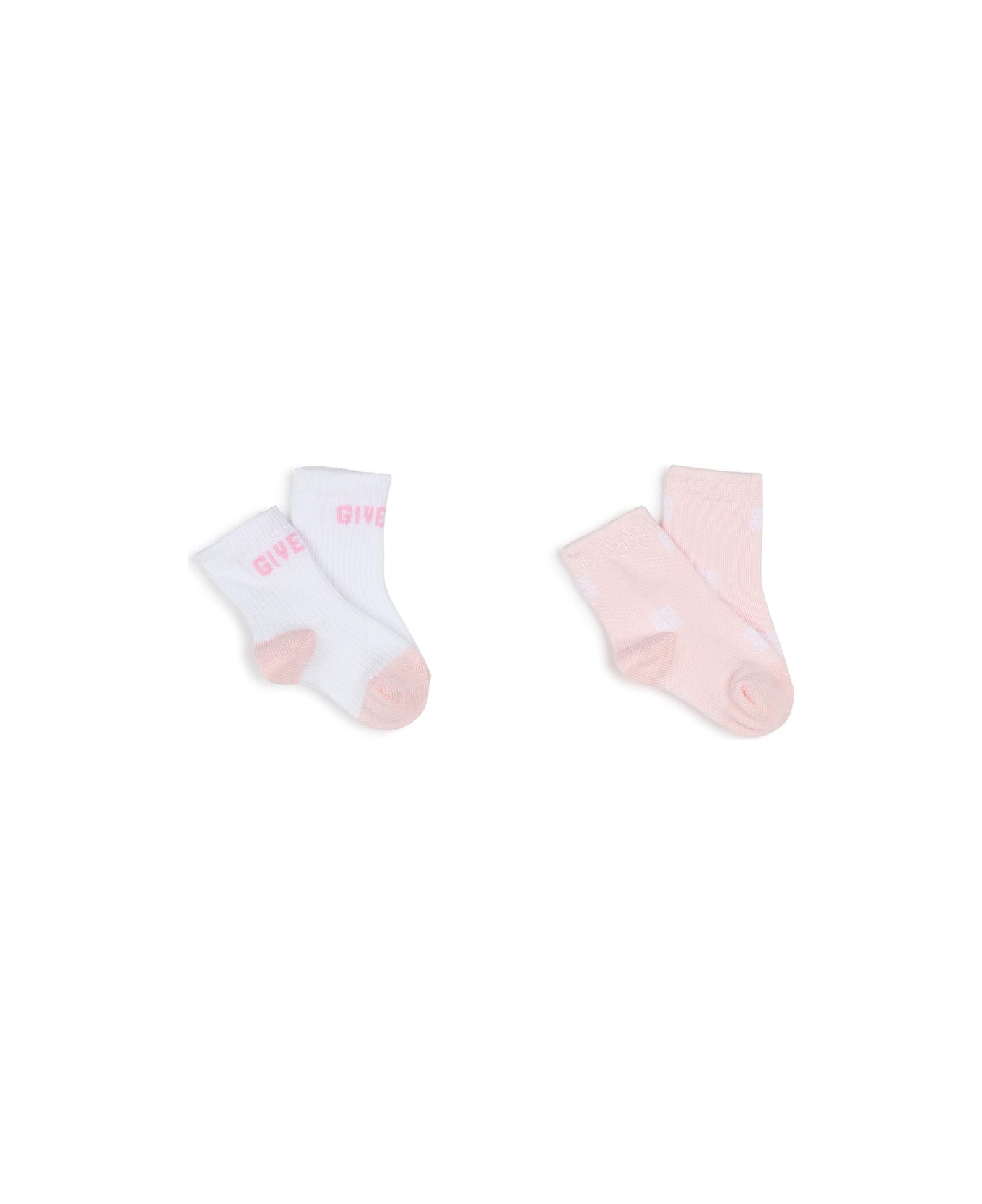 Givenchy Pink And White Socks Set With Logo - Pink