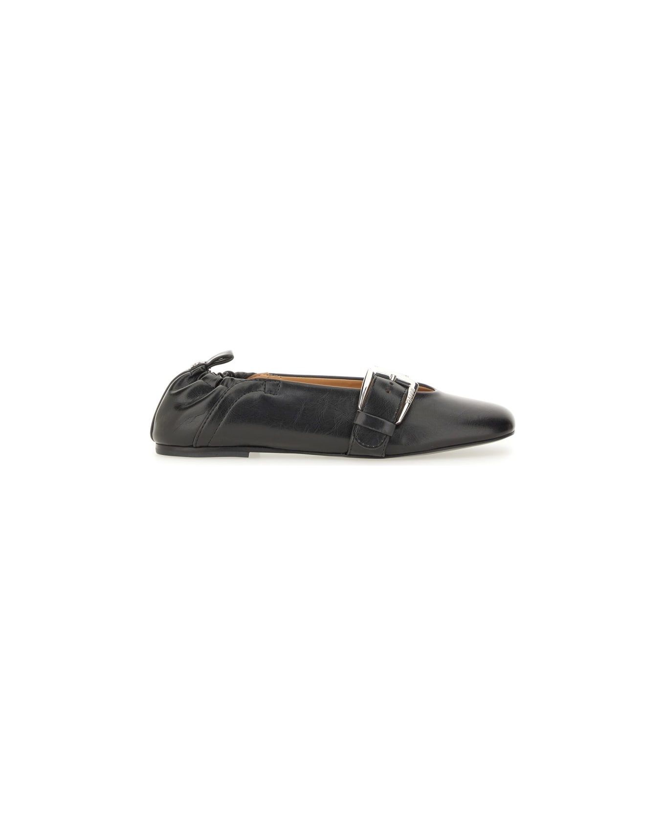 Ganni Ballerina With Buckle Strap - BLACK