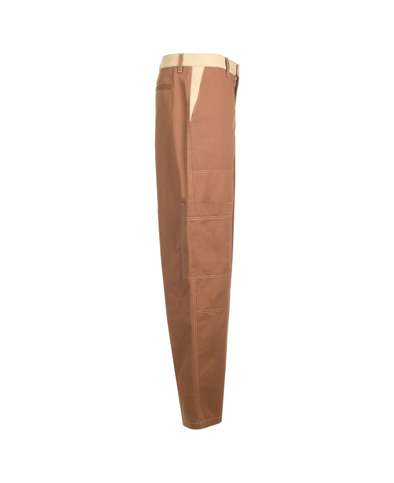 Off-White Cotton Cargo Pants - Brown