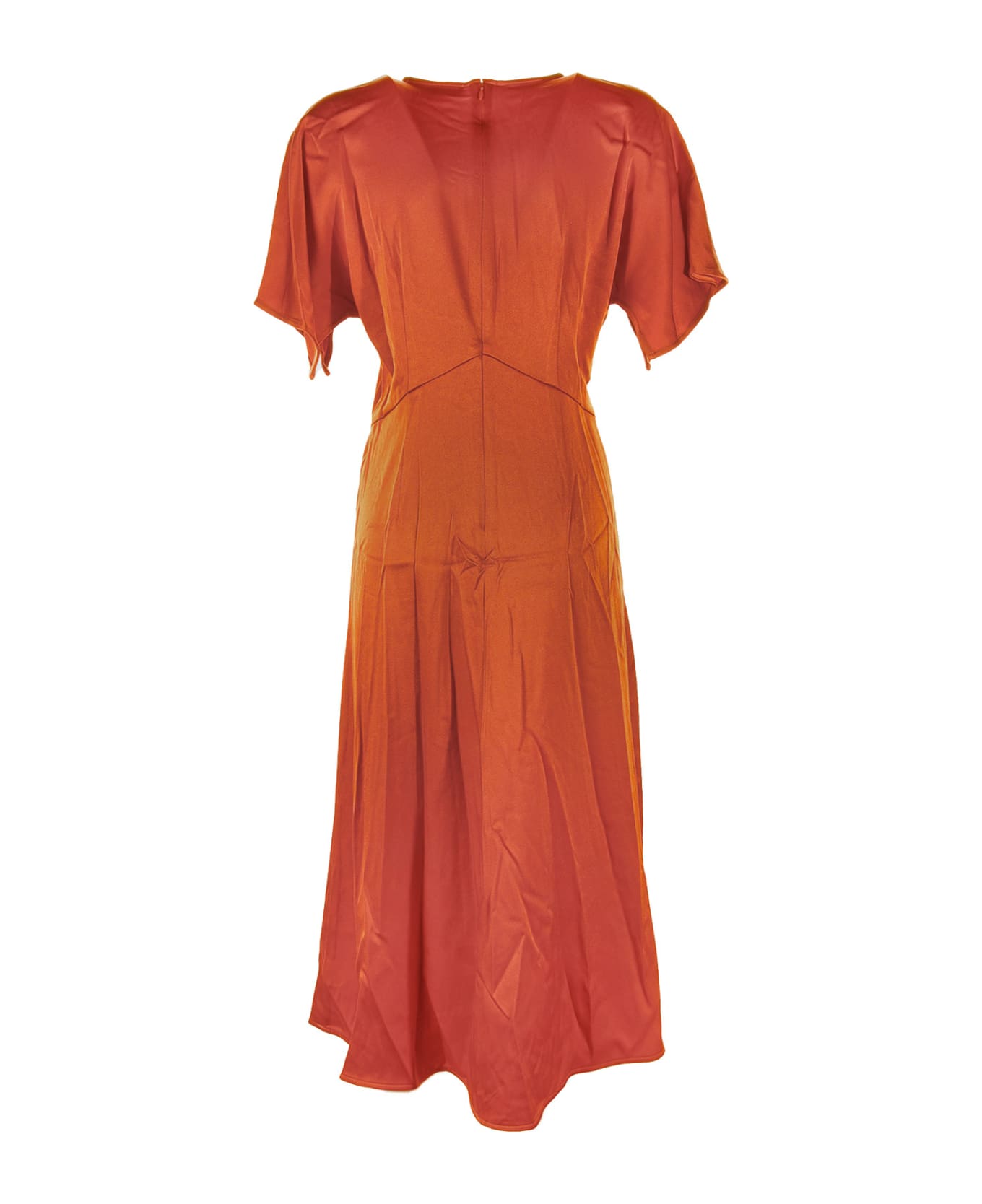 Michael Kors Michael Short-sleeved Zipped Midi Dress - ROSSO