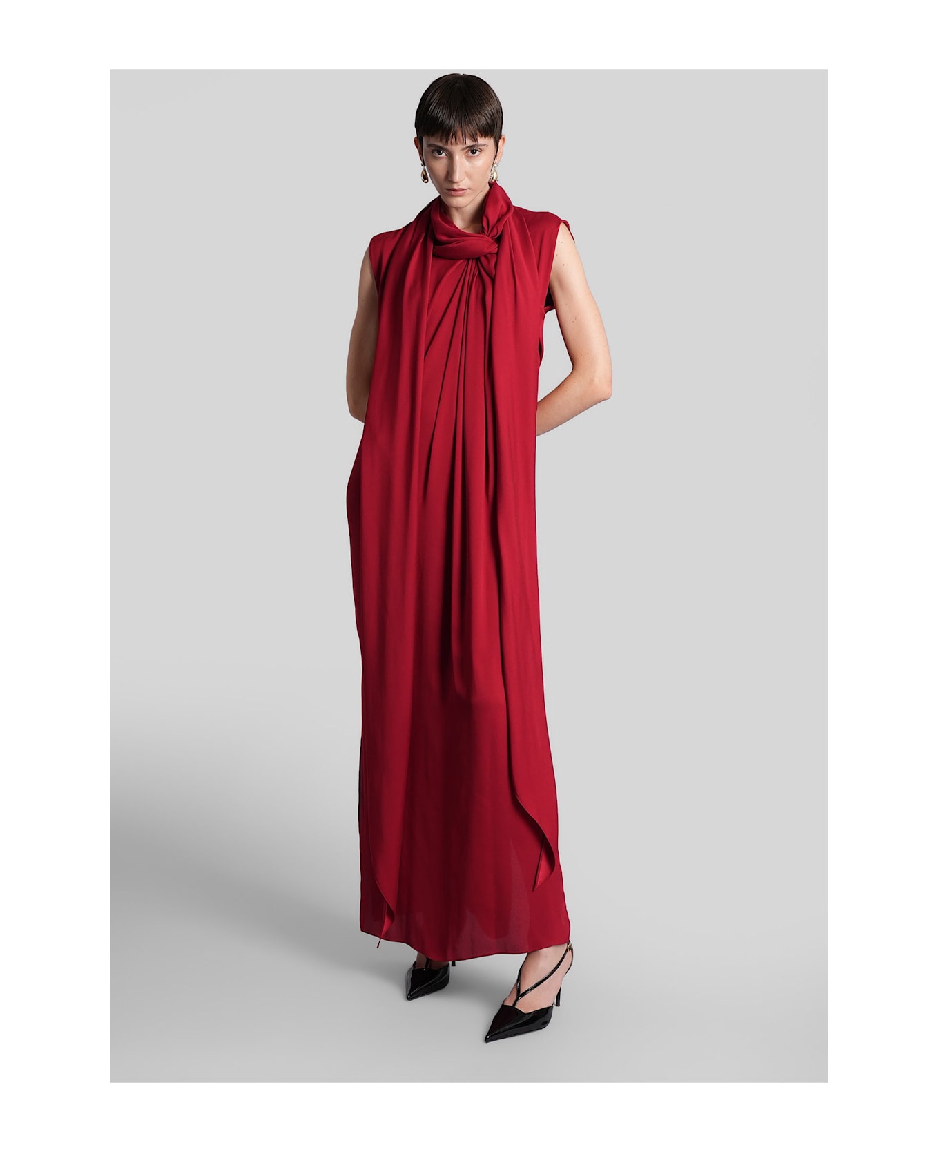 Lanvin Long Dress In Red Polyester - red