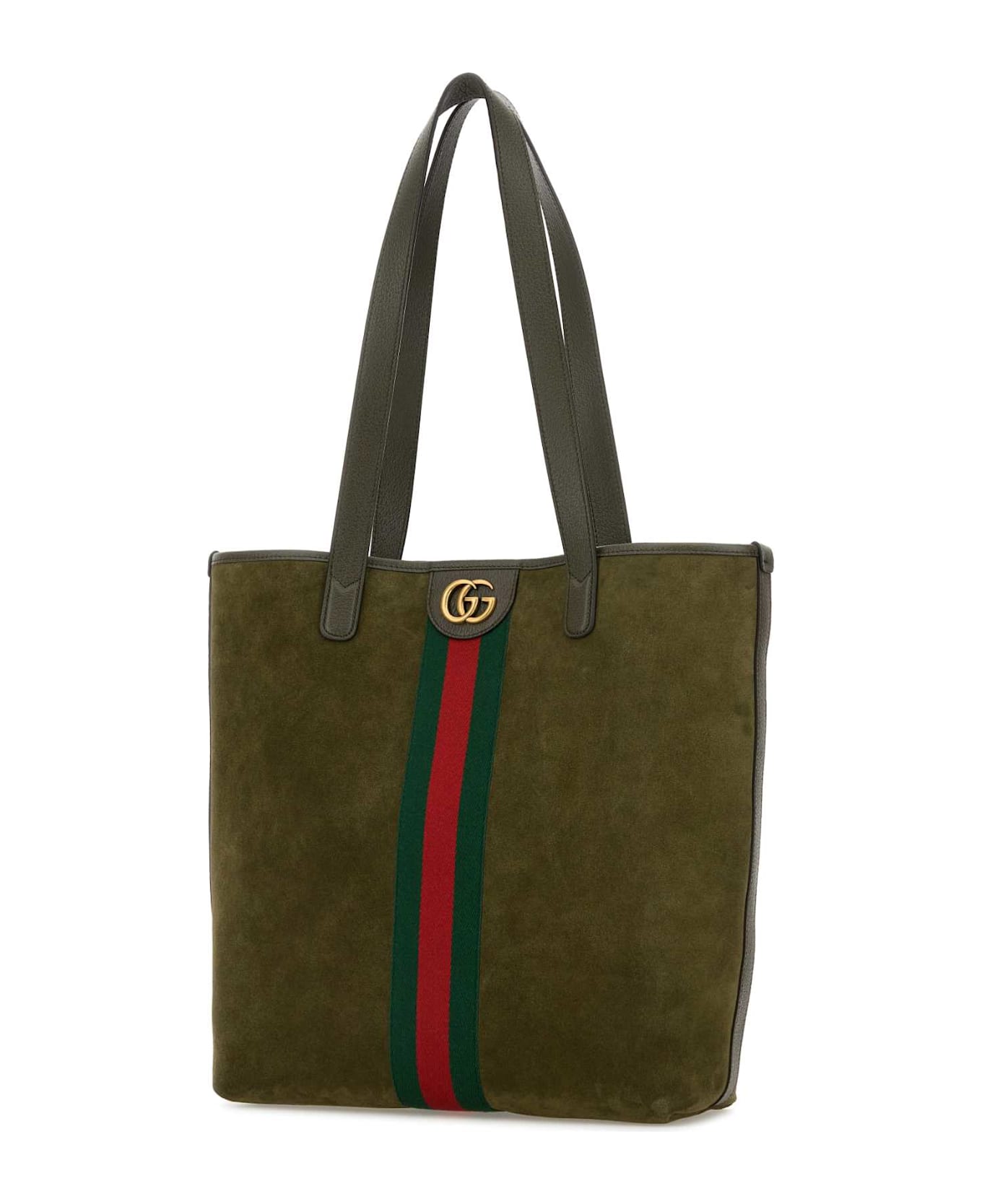 Gucci Olive Green Suede Ophidia Shopping Bag - GREEN