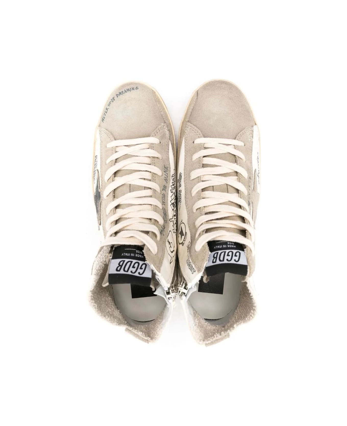 Golden Goose Francy Journey-print High-top Sneakers - WH/TAUPE/BLK