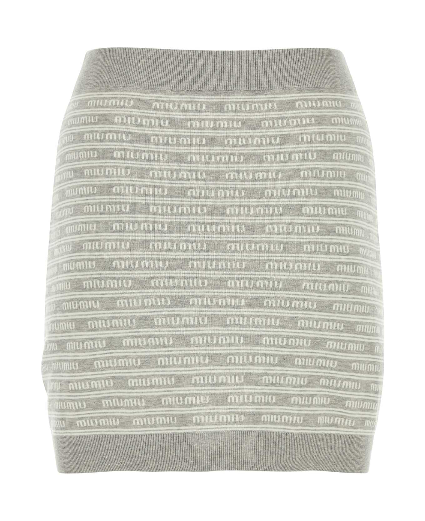Miu Miu Embroidered Cotton Blend Mini Skirt - MARMONATURALE