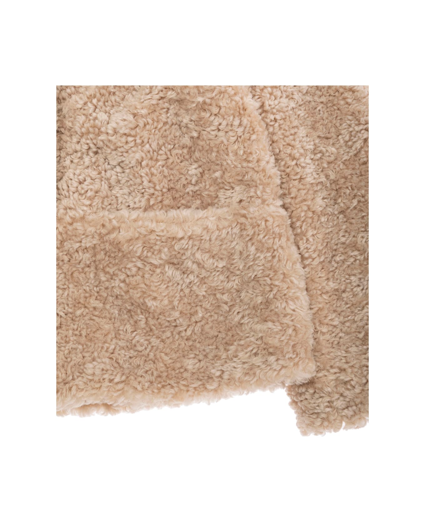 Monnalisa Beige Coat With Classic Collar And Two Front Pockets In Ecofur Girl - Beige