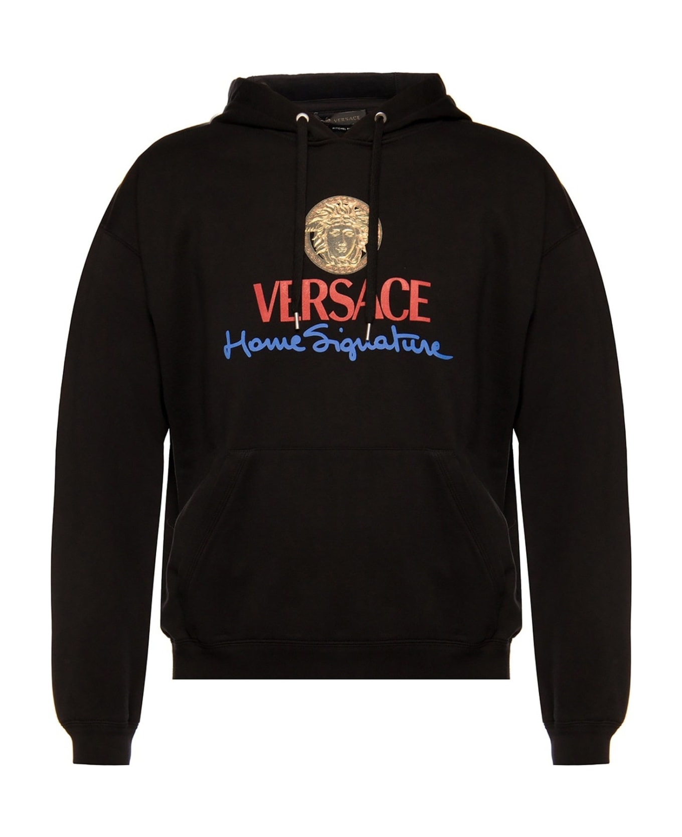 Versace Logo Hooded Sweatshirt - Black
