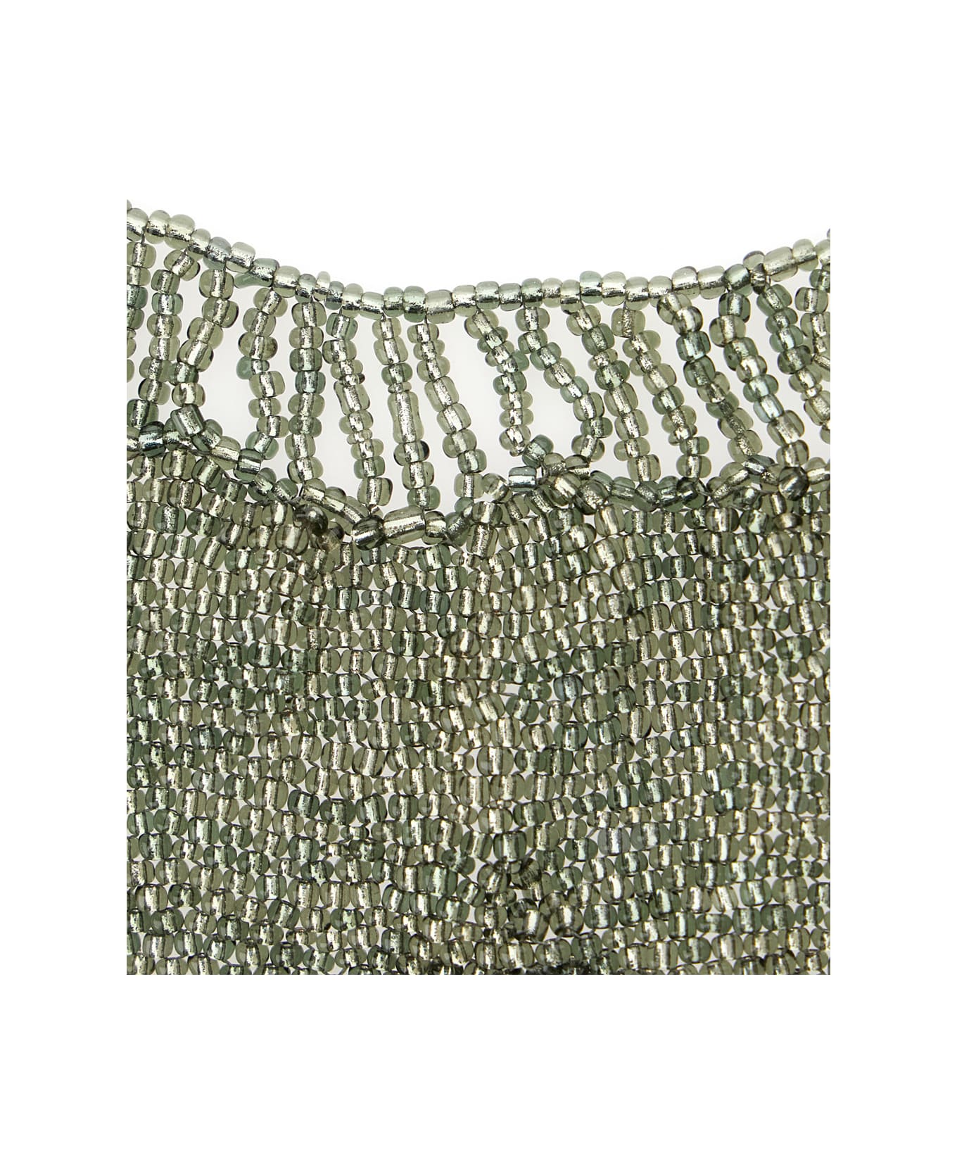 Tela Grey Necklace With Scarf Design Decorated With Beads In Mixed Glass And Metal Woman - Grey