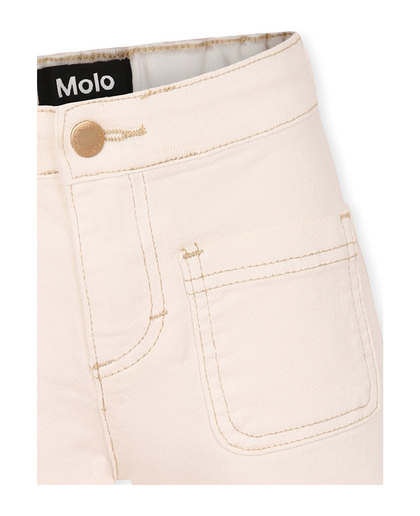 Molo Ivory Shorts For Girl With Logo Patch - White