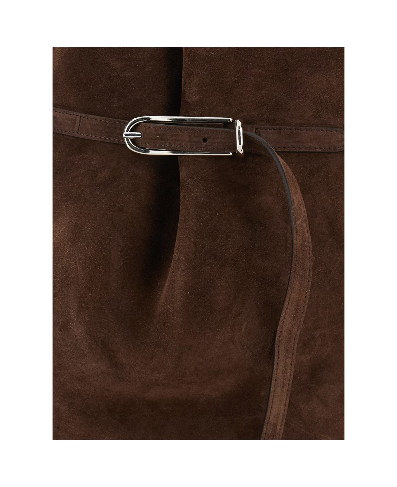 Little Liffner 'belted Bucket' Brown Shoulder Bag With Belt On The Front In Suede Woman - Brown