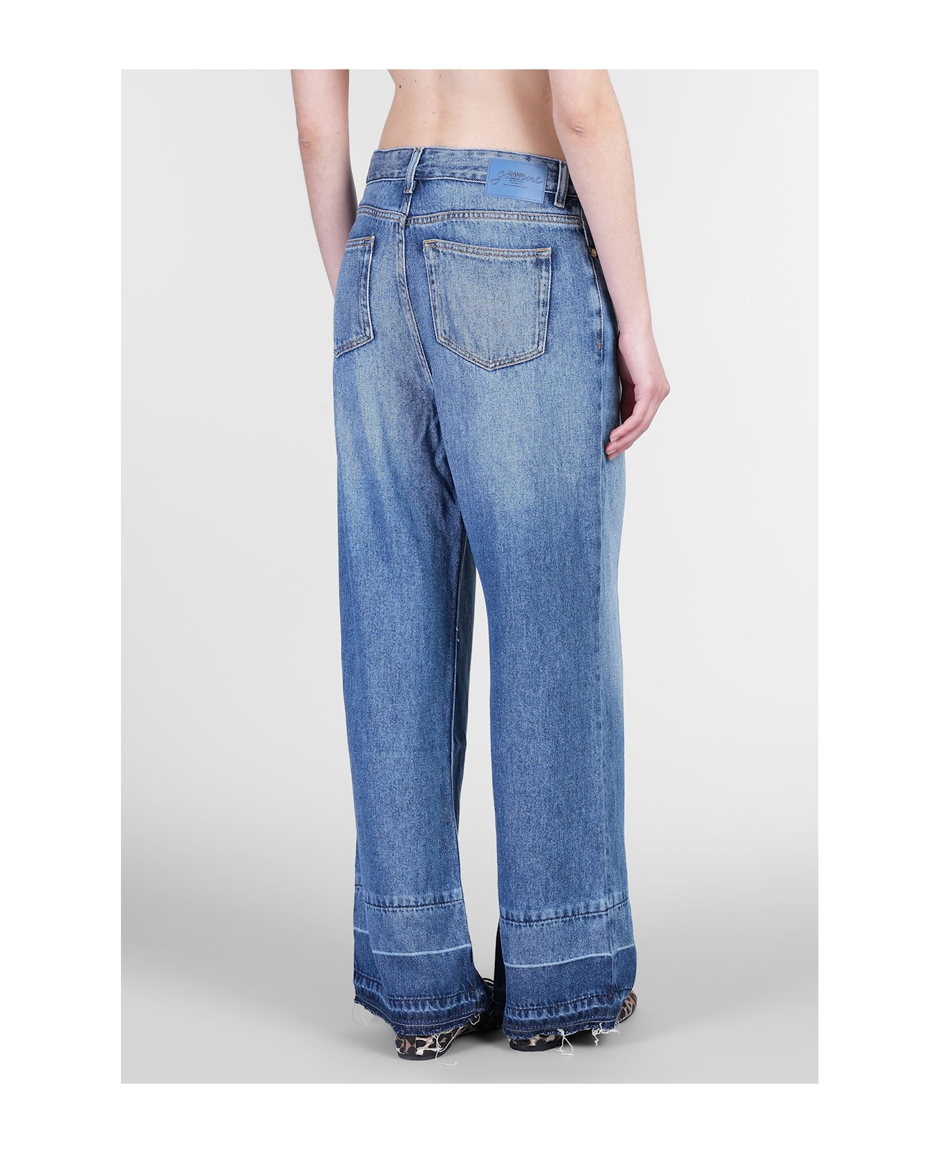 Ganni Jeans In Blue Wool And Polyester - Non definito