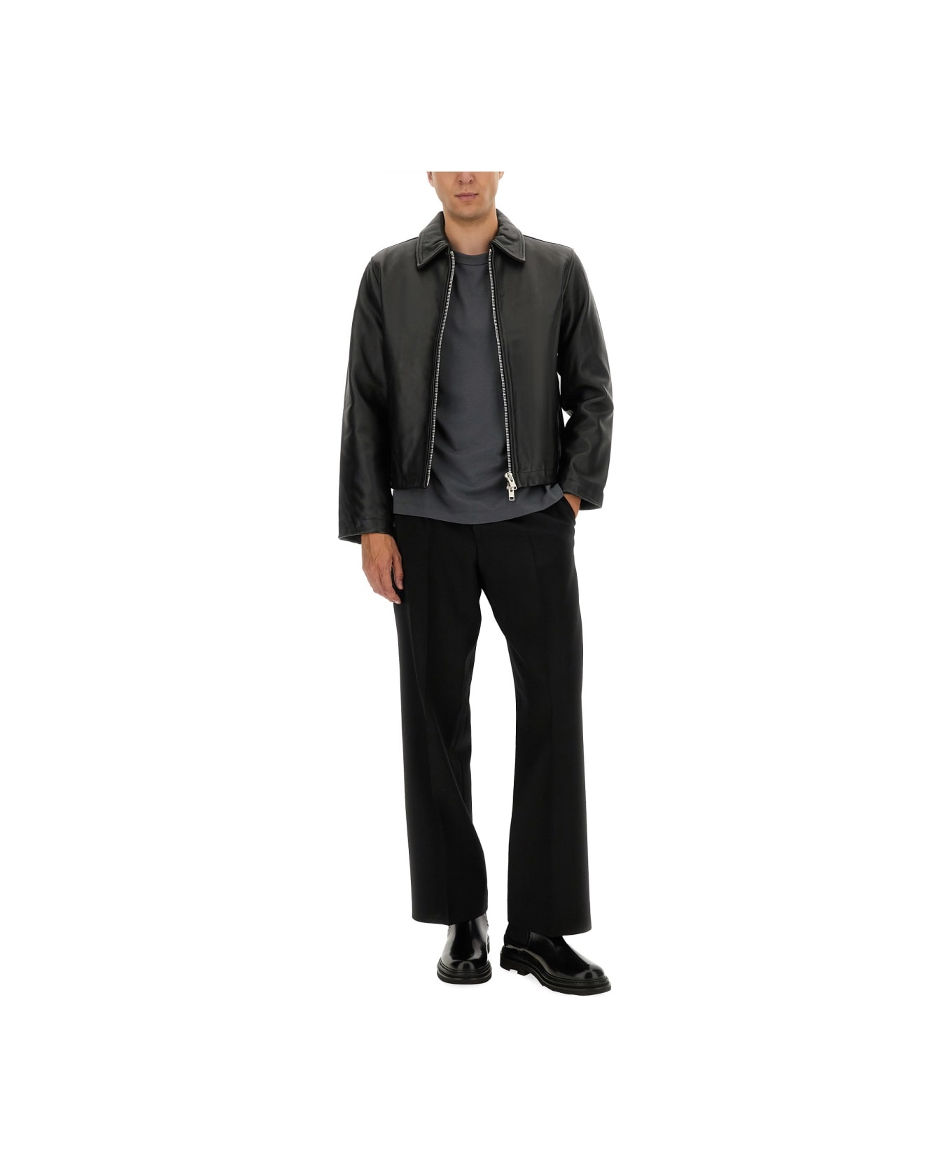 Sunflower Short Leather Jacket - BLACK