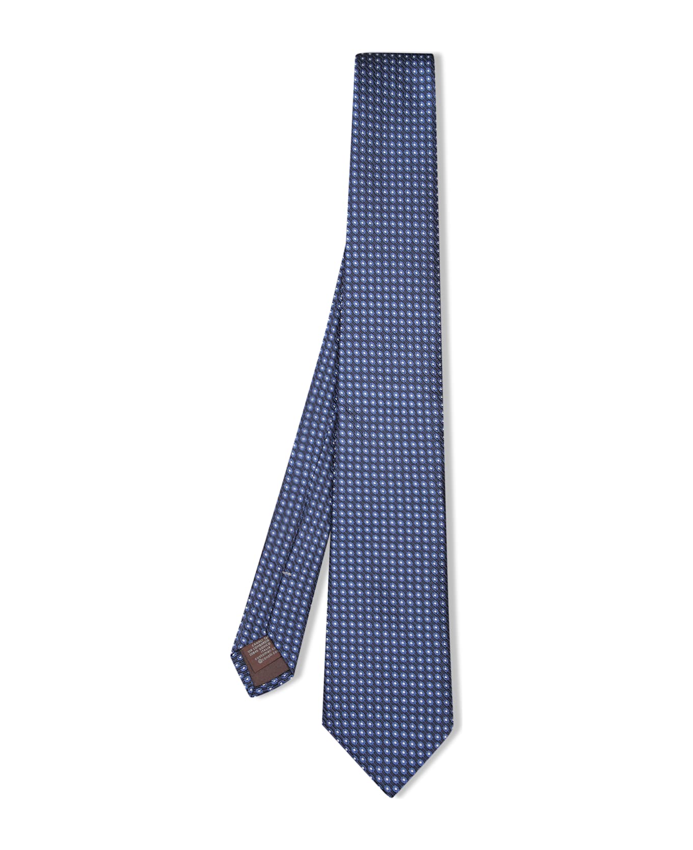 Canali Blue/white Geometric Pattern Tie - Blue