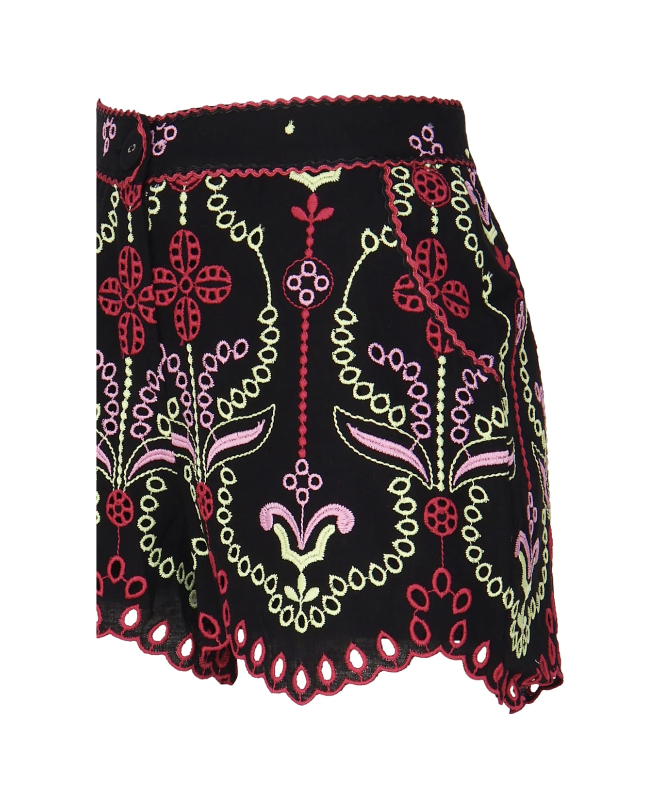 Charo Ruiz Kira Shorts In Cotton And Linen Blend - BLACK, pink, red