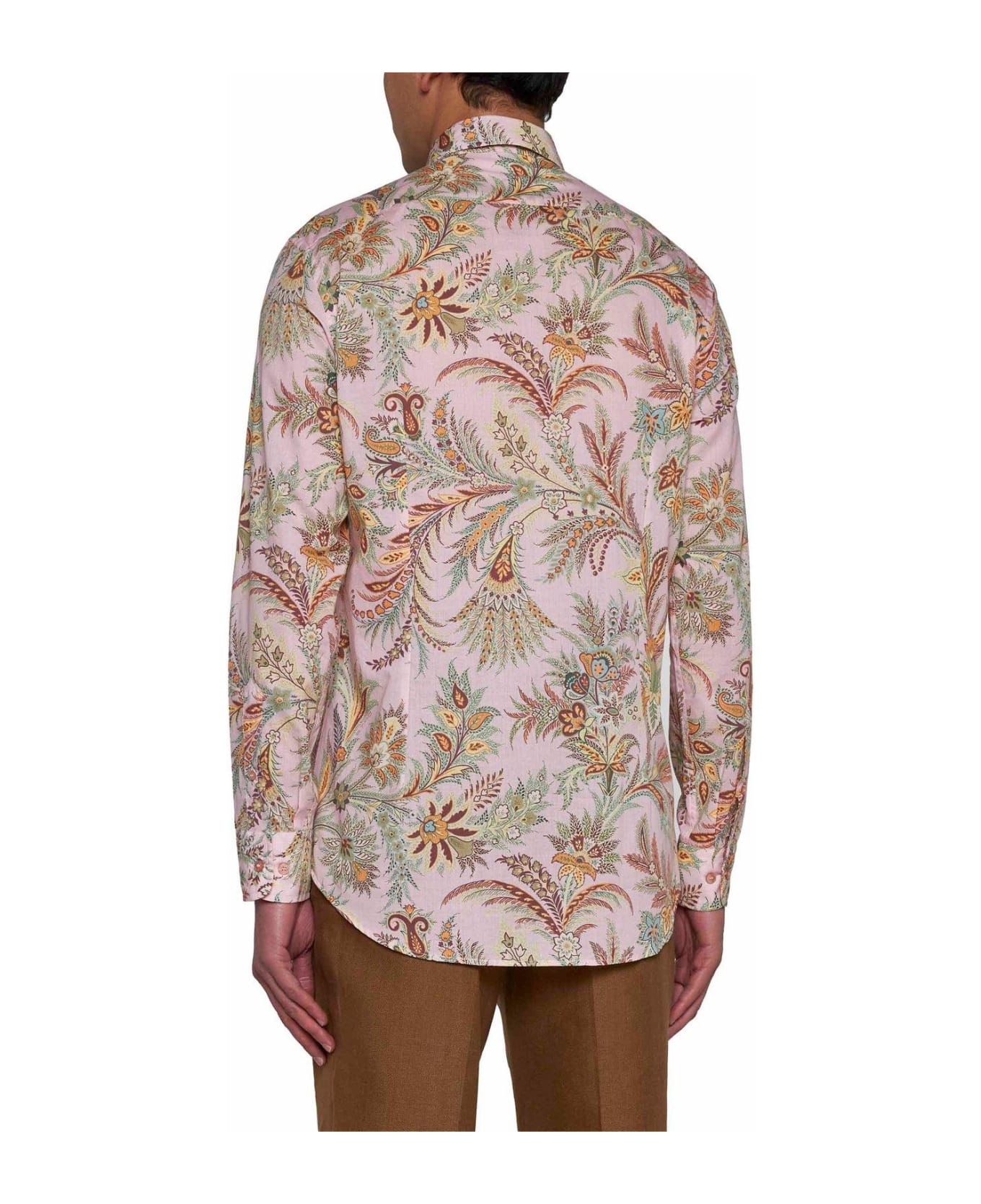 Etro Floral Printed Long-sleeved Shirt - Stampa f.do rosa シャツ
