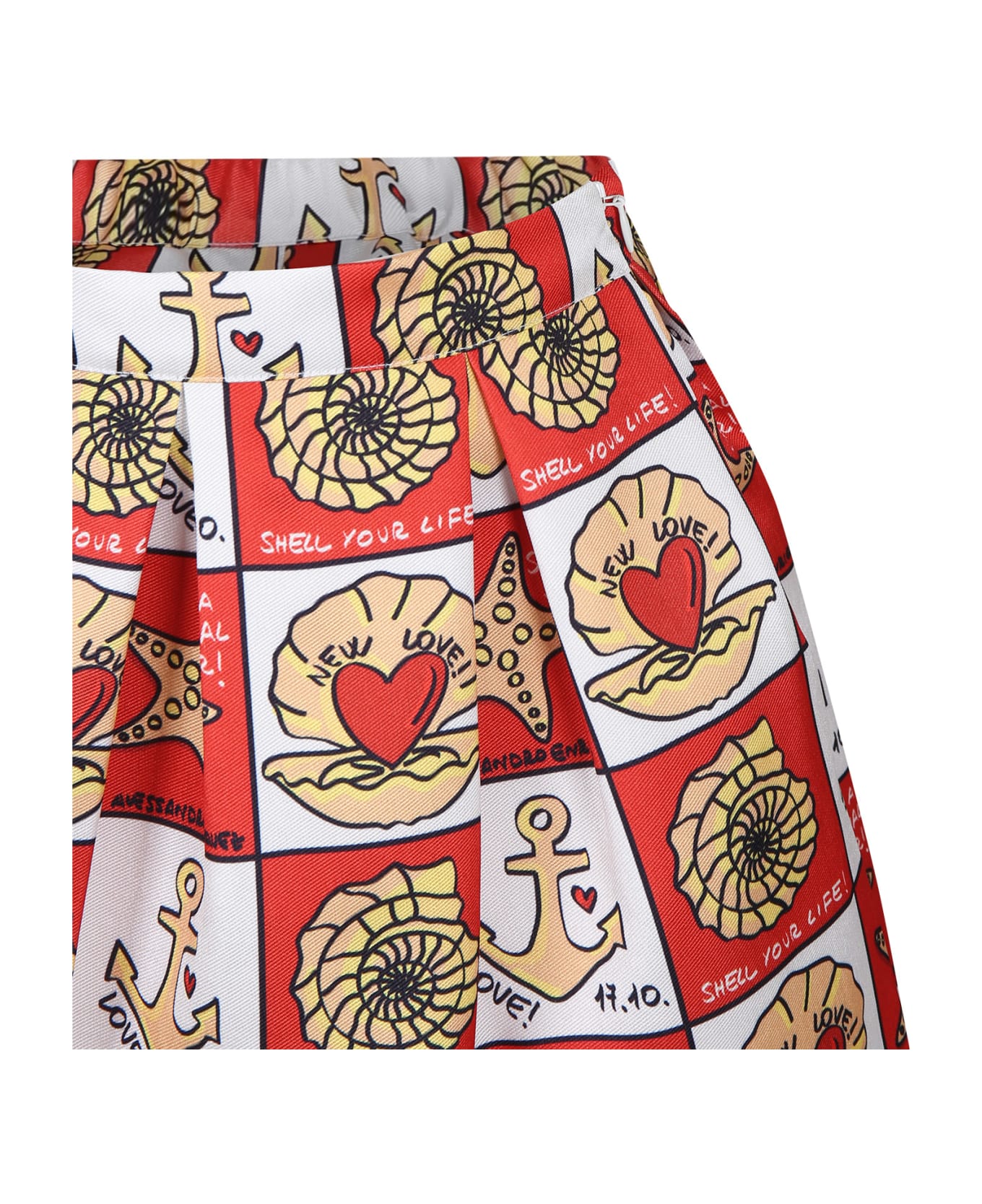 Alessandro Enriquez Red Skirt For Girl With Pop Print - Red ボトムス